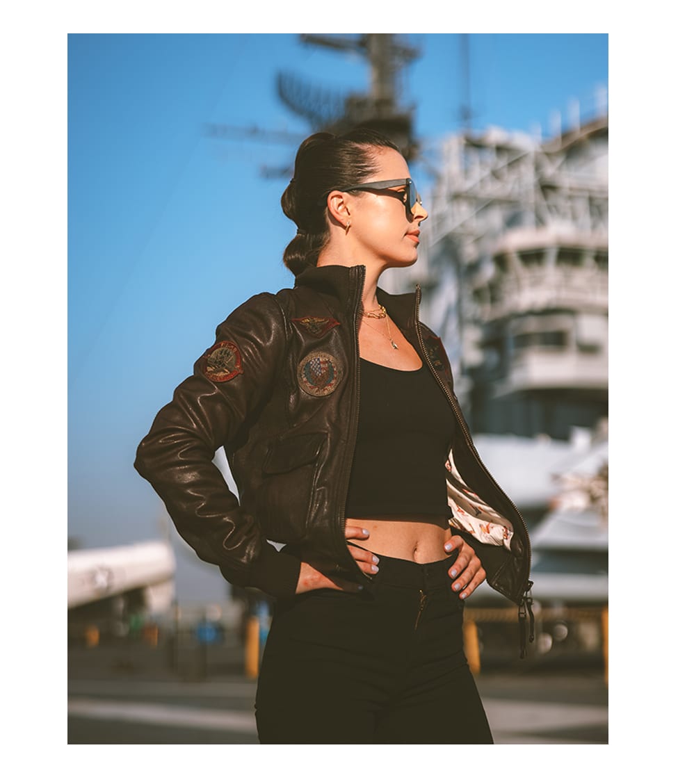 Women's Top Gun Bomber Jacket | Antique Leather Jacket Women's Top Gun Bomber Jacket | Antique Leather Jacket