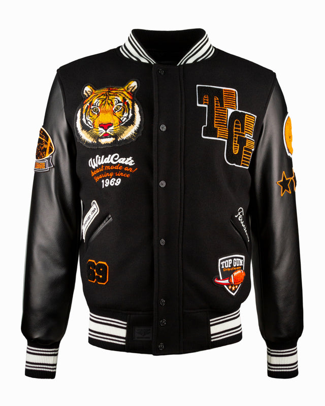 TOP GUN " WILD CATS TIGER" WOOL-PU VARSITY JACKET