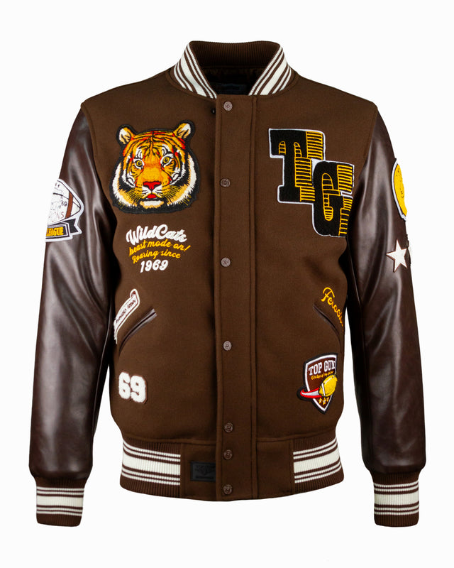 TOP GUN " WILD CATS TIGER" WOOL-PU VARSITY JACKET