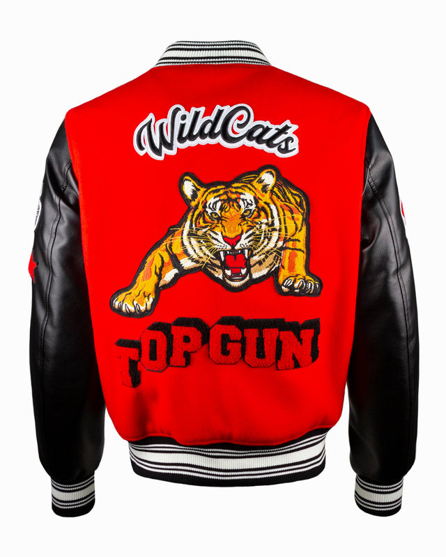 TOP GUN " WILD CATS TIGER" WOOL-PU VARSITY JACKET