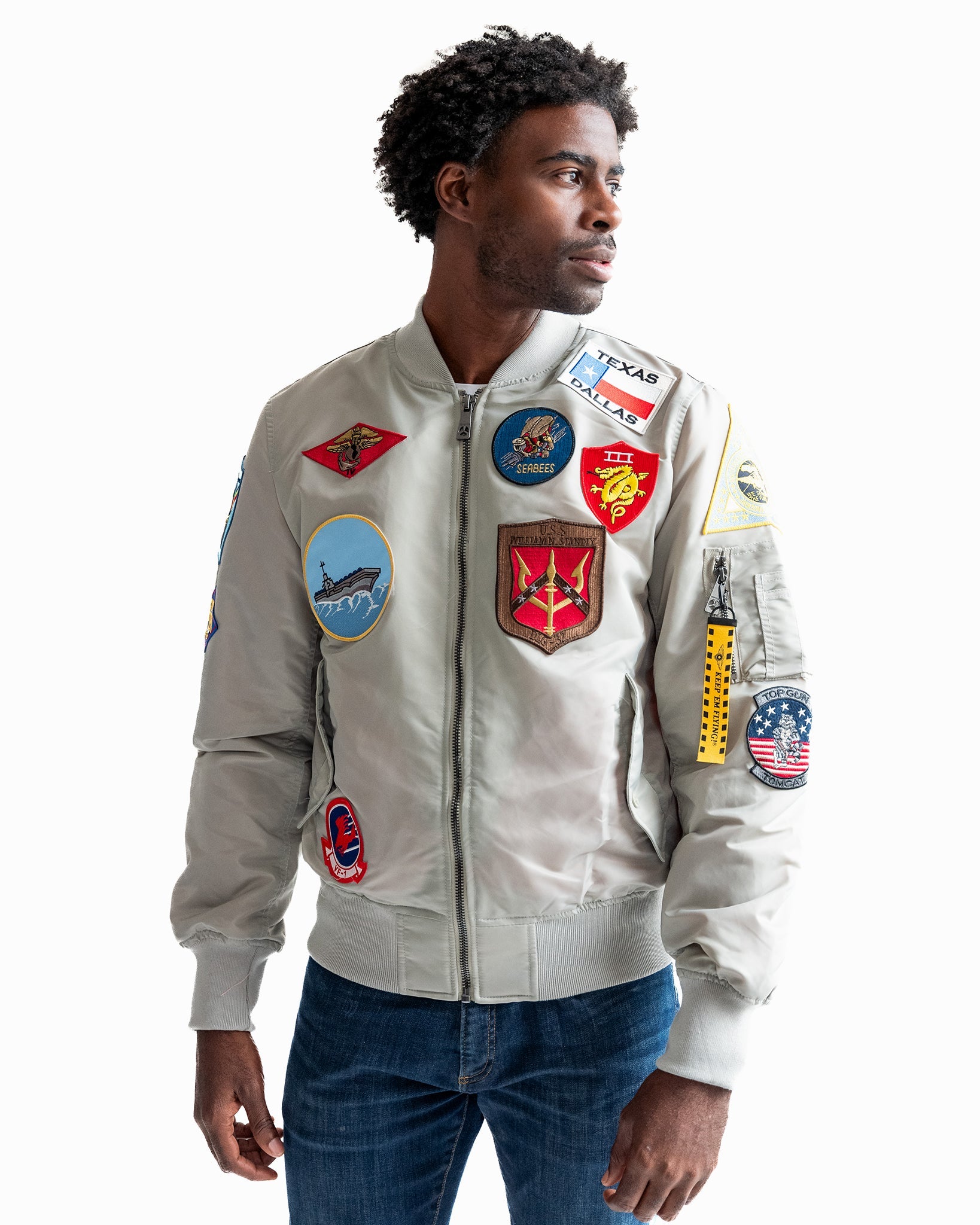 TOP GUN® "OFFICIAL PATCHES" MA-1 NYLON BOMBER #color_grey