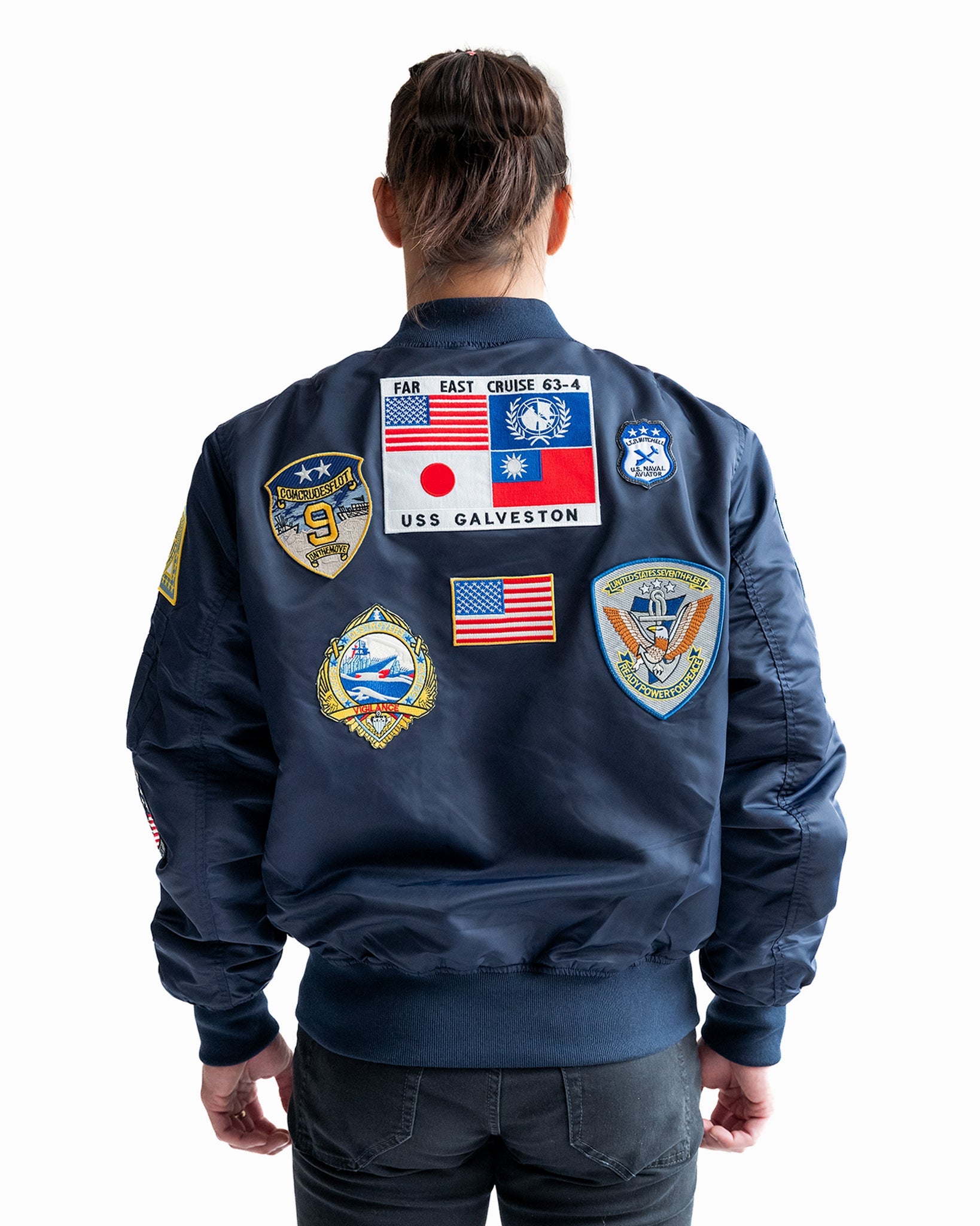 TOP GUN® "OFFICIAL PATCHES" MA-1 NYLON BOMBER #color_navy