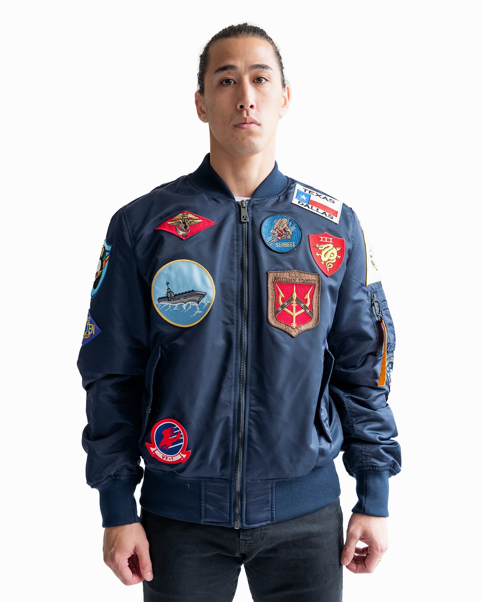 TOP GUN® "OFFICIAL PATCHES" MA-1 NYLON BOMBER #color_navy