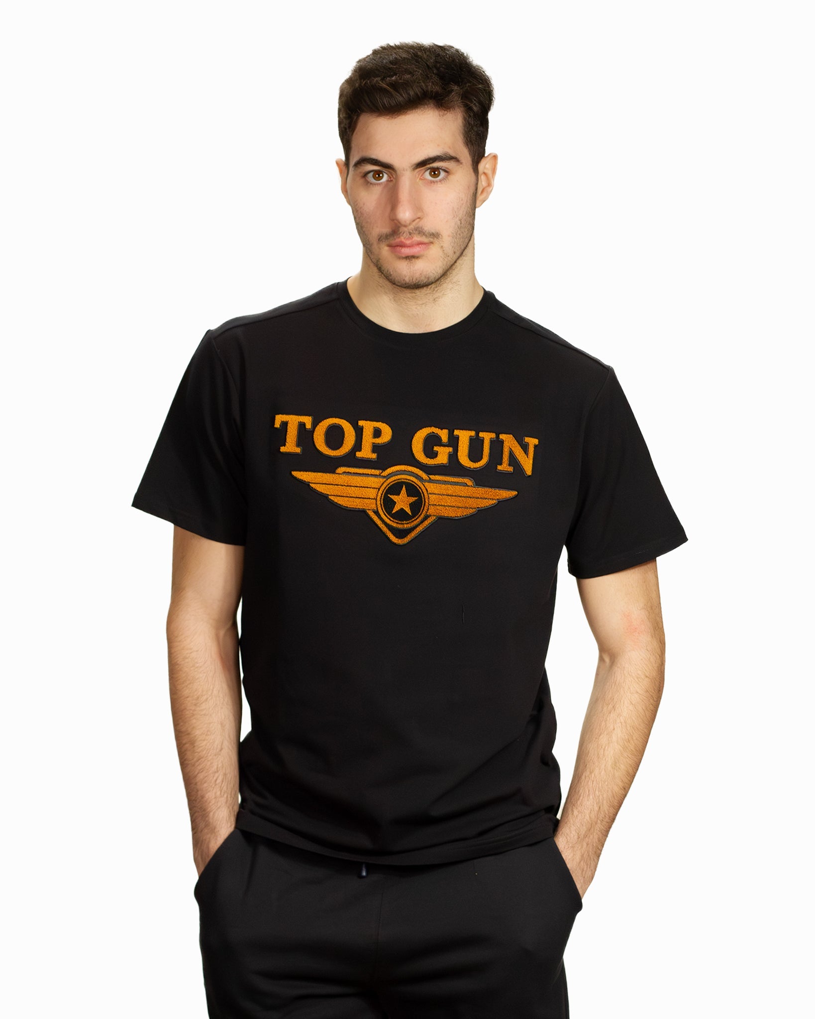 TOP GUN® EMBROIDERED LOGO TEE-Black #color_black